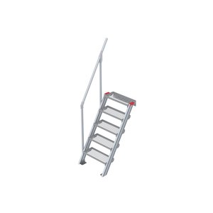 Euroline Treppe 60 Grad, 600 mm Stufenbreite, 1 Handlauf, Stufenausführung Stahl - Gitterrost