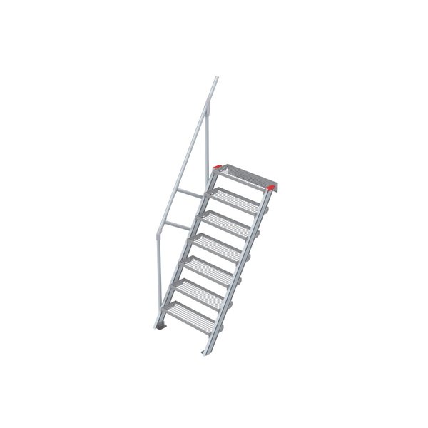 Euroline Treppe 60 Grad, 800 mm Stufenbreite, 1 Handlauf, Stufenausführung Stahl - Gitterrost 7 Stufen