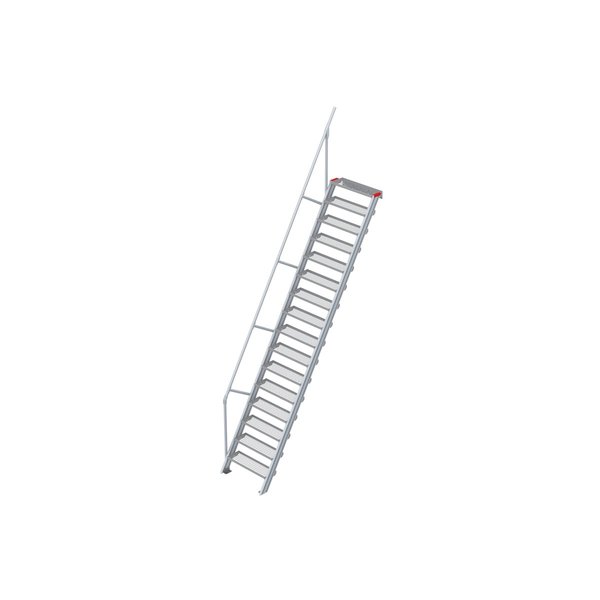 Euroline Treppe 60 Grad, 800 mm Stufenbreite, 1 Handlauf, Stufenausführung Stahl - Gitterrost 16 Stufen