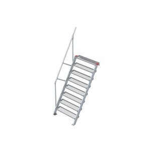 Euroline Treppe 60 Grad, 1000 mm Stufenbreite, 1 Handlauf, Stufenausführung Stahl - Gitterrost