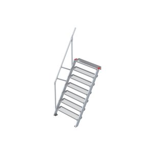 Euroline Treppe 60 Grad, 1000 mm Stufenbreite, 1 Handlauf, Stufenausführung Stahl - Gitterrost