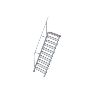 Euroline Treppe 60 Grad, 1000 mm Stufenbreite, 1 Handlauf, Stufenausführung Stahl - Gitterrost