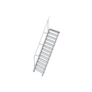 Euroline Treppe 60 Grad, 1000 mm Stufenbreite, 1 Handlauf, Stufenausführung Stahl - Gitterrost