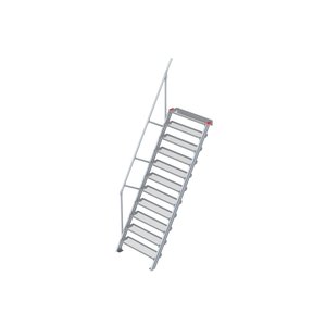 Euroline Treppe 60 Grad, 1000 mm Stufenbreite, 1 Handlauf, Stufenausführung Stahl - Gitterrost