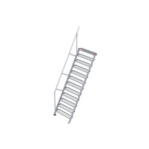 Euroline Treppe 60 Grad, 1000 mm Stufenbreite, 1 Handlauf, Stufenausführung Stahl - Gitterrost