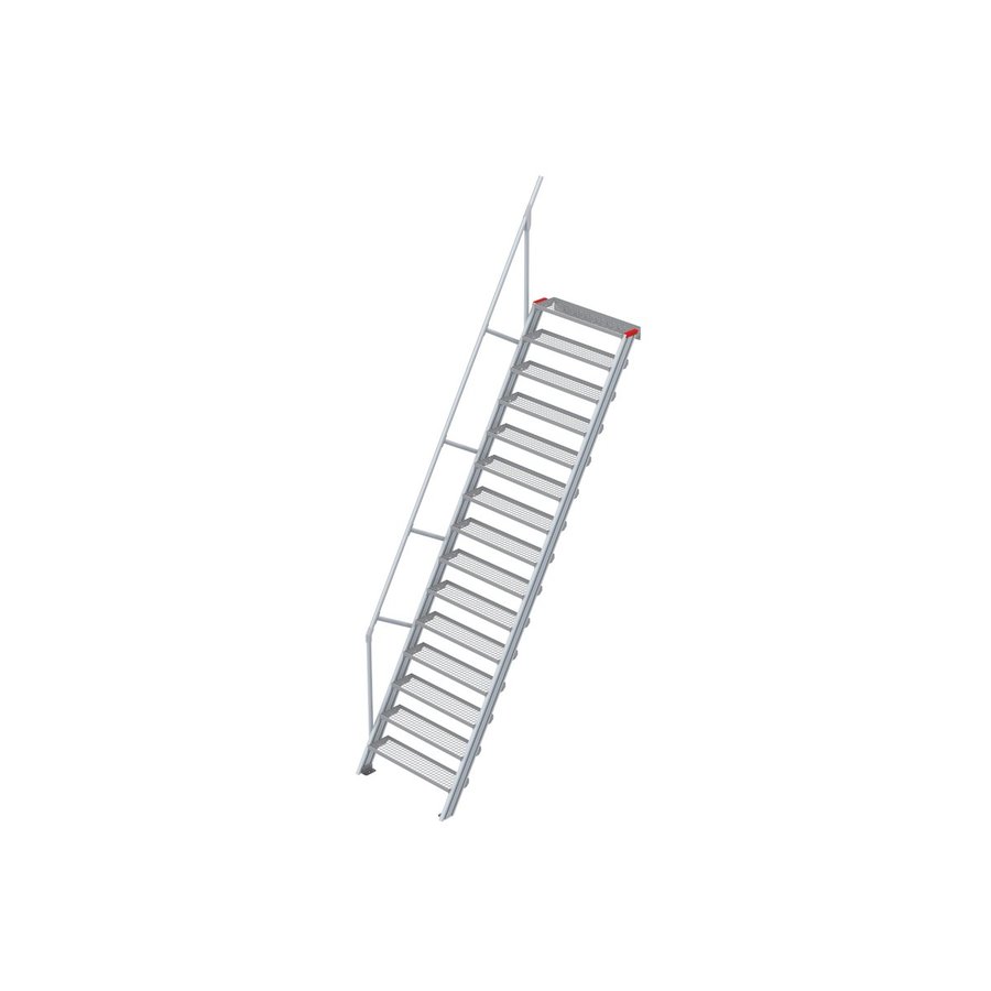 Euroline Treppe 60 Grad, 1000 mm Stufenbreite, 1 Handlauf, Stufenausführung Stahl - Gitterrost 15 Stufen