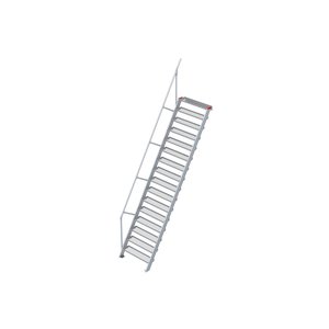Euroline Treppe 60 Grad, 1000 mm Stufenbreite, 1 Handlauf, Stufenausführung Stahl - Gitterrost