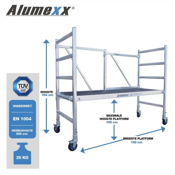 Alumexx FS 75 Basic Zimmergerüst - Faltgerüst Arbeitshöhe bis 3,0 m