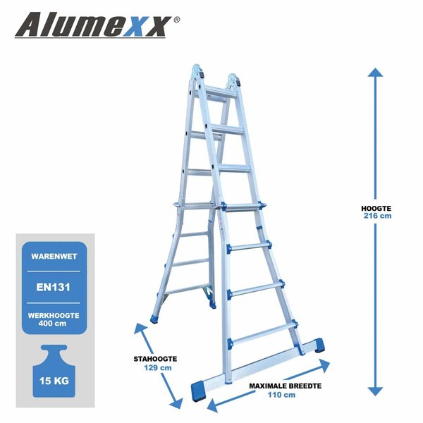 Alumexx ALX Teleskop-Klappleiter 4x4