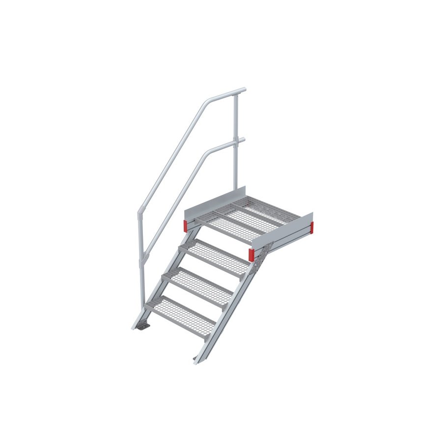 Euroline Podesttreppe 45 Grad, 800 mm Stufenbreite 1 Treppen-/Podestgeländer, Stufenausführung Stahl - Gitterrost 4 Stufen