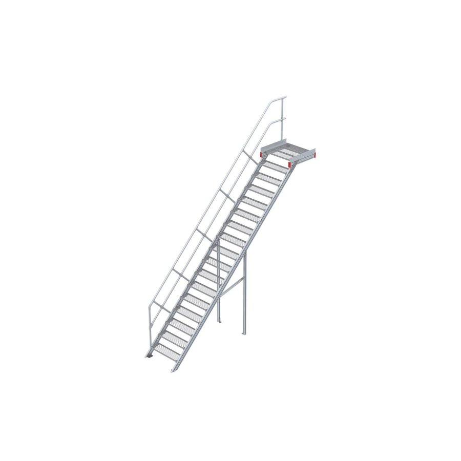 Euroline Podesttreppe 45 Grad, 800 mm Stufenbreite 1 Treppen-/Podestgeländer, Stufenausführung Stahl - Gitterrost 18 Stufen