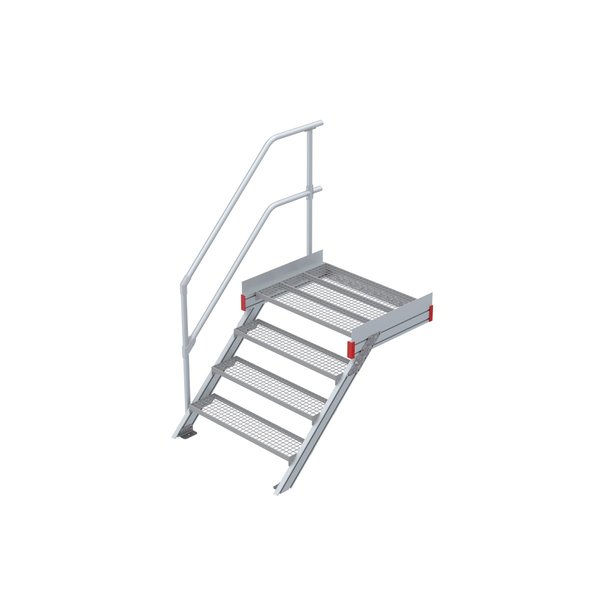 Euroline Podesttreppe 45 Grad, 1000 mm Stufenbreite 1 Treppen-/Podestgeländer, Stufenausführung Stahl - Gitterrost 4 Stufen