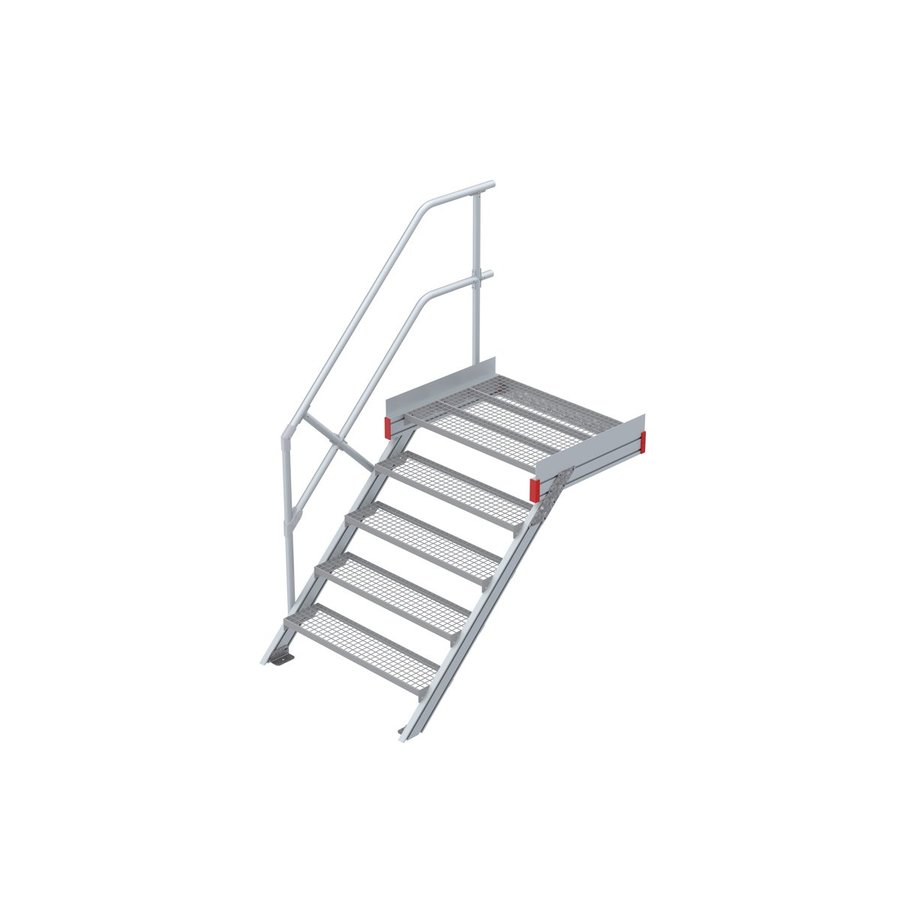 Euroline Podesttreppe 45 Grad, 1000 mm Stufenbreite 1 Treppen-/Podestgeländer, Stufenausführung Stahl - Gitterrost 5 Stufen