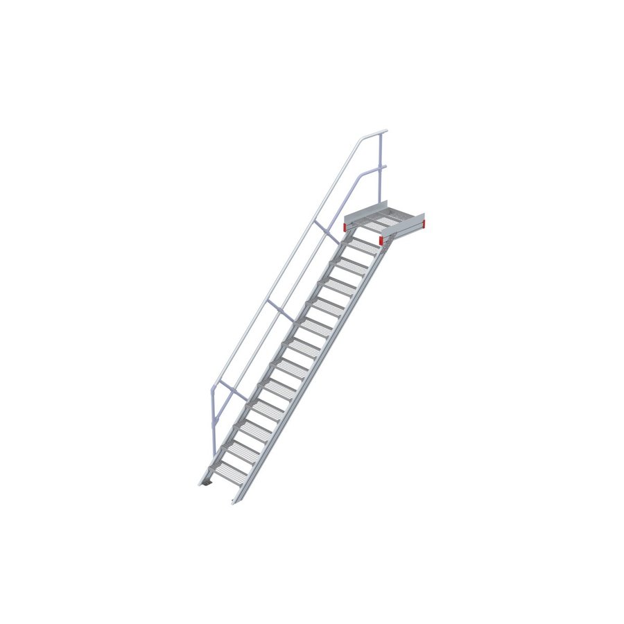 Euroline Podesttreppe 45 Grad, 600 mm Stufenbreite 1 Treppen-/Podestgeländer, Stufenausführung Stahl - Gitterrost 13 Stufen