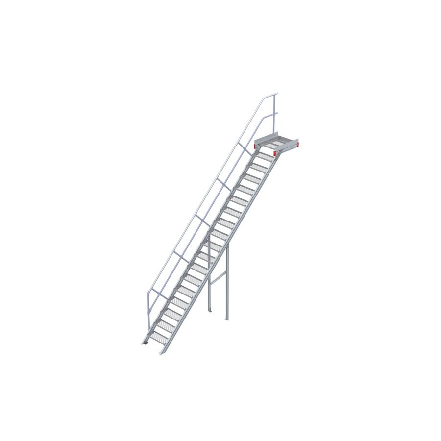 Euroline Podesttreppe 45 Grad, 600 mm Stufenbreite 1 Treppen-/Podestgeländer, Stufenausführung Stahl - Gitterrost 18 Stufen