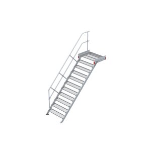 Euroline Podesttreppe 45 Grad, 1000 mm Stufenbreite 1 Treppen-/Podestgeländer, Stufenausführung Stahl - Gitterrost