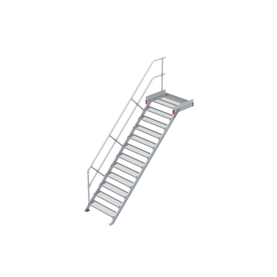 Euroline Podesttreppe 45 Grad, 1000 mm Stufenbreite 1 Treppen-/Podestgeländer, Stufenausführung Stahl - Gitterrost 12 Stufen