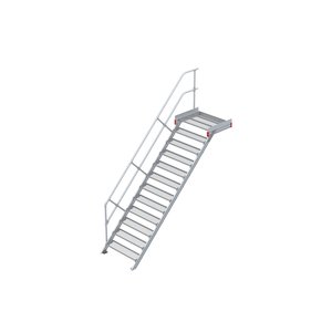 Euroline Podesttreppe 45 Grad, 1000 mm Stufenbreite 1 Treppen-/Podestgeländer, Stufenausführung Stahl - Gitterrost