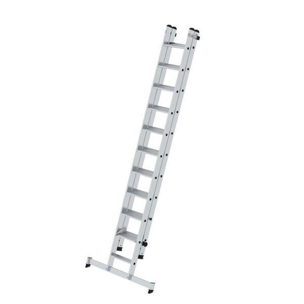 Günzburger Steigtechnik Stufen-Schiebeleiter 2-teilig mit nivello®-Traverse 1x11 + 1x10 Stufen