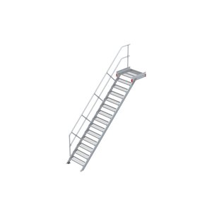Euroline Podesttreppe 45 Grad, 800 mm Stufenbreite 1 Treppen-/Podestgeländer, Stufenausführung Stahl - Gitterrost