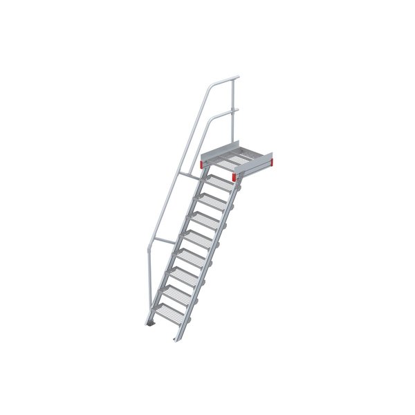 Euroline Podesttreppe 60 Grad, 600 mm Stufenbreite 1 Treppen-/Podestgeländer, Stufenausführung Stahl - Gitterrost  9 Stufen