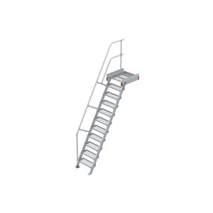 Euroline Podesttreppe 60 Grad, 600 mm Stufenbreite 1 Treppen-/Podestgeländer, Stufenausführung Stahl - Gitterrost 