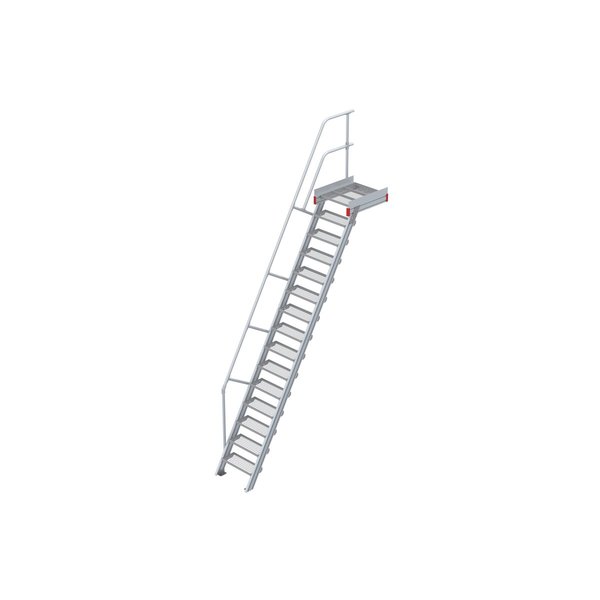 Euroline Podesttreppe 60 Grad, 600 mm Stufenbreite 1 Treppen-/Podestgeländer, Stufenausführung Stahl - Gitterrost  15 Stufen