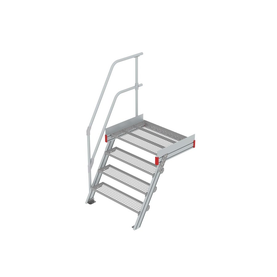 Euroline Podesttreppe 60 Grad, 1000 mm Stufenbreite 1 Treppen-/Podestgeländer, Stufenausführung Stahl - Gitterrost  4 Stufen