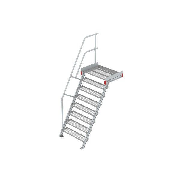 Euroline Podesttreppe 60 Grad, 1000 mm Stufenbreite 1 Treppen-/Podestgeländer, Stufenausführung Stahl - Gitterrost  8 Stufen