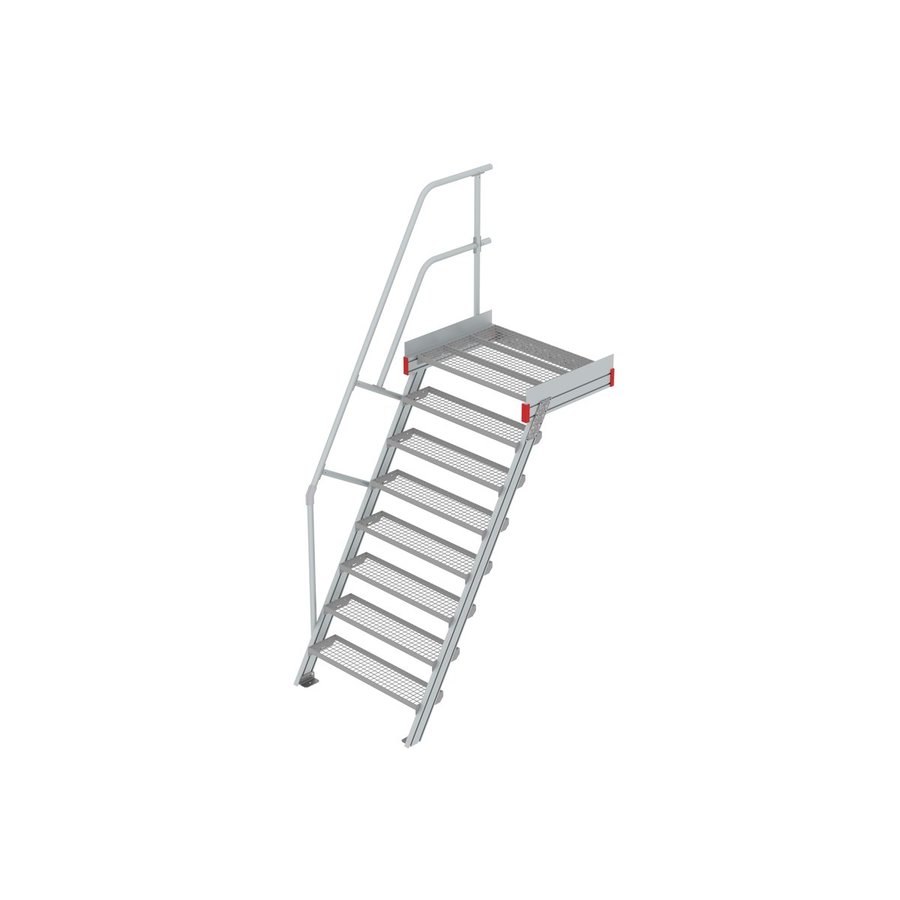 Euroline Podesttreppe 60 Grad, 1000 mm Stufenbreite 1 Treppen-/Podestgeländer, Stufenausführung Stahl - Gitterrost  8 Stufen