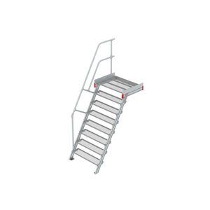 Euroline Podesttreppe 60 Grad, 1000 mm Stufenbreite 1 Treppen-/Podestgeländer, Stufenausführung Stahl - Gitterrost 