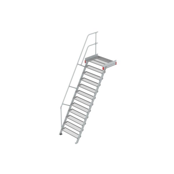 Euroline Podesttreppe 60 Grad, 1000 mm Stufenbreite 1 Treppen-/Podestgeländer, Stufenausführung Stahl - Gitterrost  12 Stufen