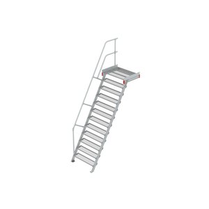 Euroline Podesttreppe 60 Grad, 1000 mm Stufenbreite 1 Treppen-/Podestgeländer, Stufenausführung Stahl - Gitterrost 