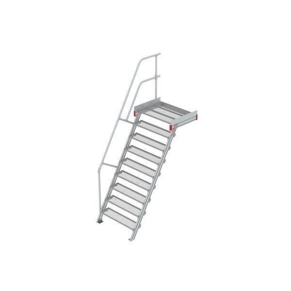 Euroline Podesttreppe 60 Grad, 1000 mm Stufenbreite 1 Treppen-/Podestgeländer, Stufenausführung Stahl - Gitterrost  9 Stufen