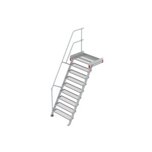 Euroline Podesttreppe 60 Grad, 1000 mm Stufenbreite 1 Treppen-/Podestgeländer, Stufenausführung Stahl - Gitterrost 