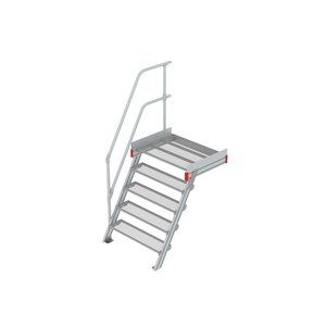 Euroline Podesttreppe 60 Grad, 1000 mm Stufenbreite 1 Treppen-/Podestgeländer, Stufenausführung Stahl - Gitterrost 