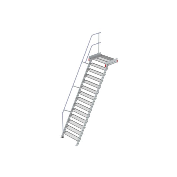 Euroline Podesttreppe 60 Grad, 1000 mm Stufenbreite 1 Treppen-/Podestgeländer, Stufenausführung Stahl - Gitterrost  14 Stufen