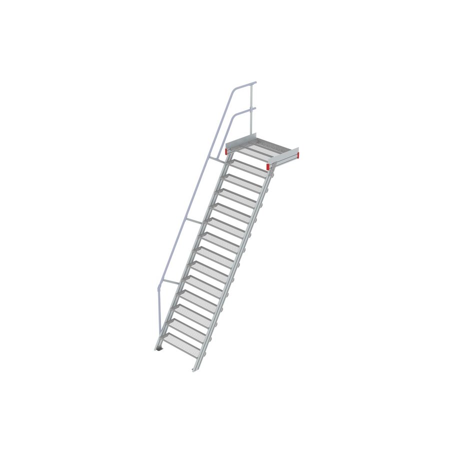 Euroline Podesttreppe 60 Grad, 1000 mm Stufenbreite 1 Treppen-/Podestgeländer, Stufenausführung Stahl - Gitterrost  14 Stufen