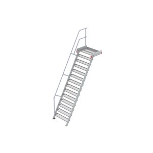 Euroline Podesttreppe 60 Grad, 1000 mm Stufenbreite 1 Treppen-/Podestgeländer, Stufenausführung Stahl - Gitterrost 
