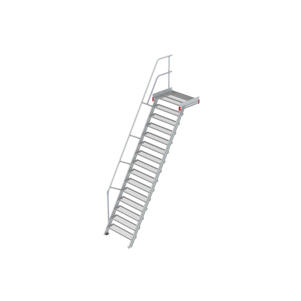Euroline Podesttreppe 60 Grad, 1000 mm Stufenbreite 1 Treppen-/Podestgeländer, Stufenausführung Stahl - Gitterrost  15 Stufen