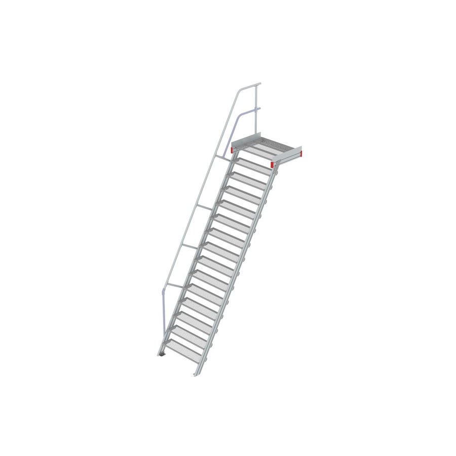 Euroline Podesttreppe 60 Grad, 1000 mm Stufenbreite 1 Treppen-/Podestgeländer, Stufenausführung Stahl - Gitterrost  15 Stufen