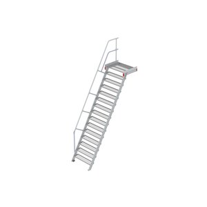 Euroline Podesttreppe 60 Grad, 1000 mm Stufenbreite 1 Treppen-/Podestgeländer, Stufenausführung Stahl - Gitterrost 