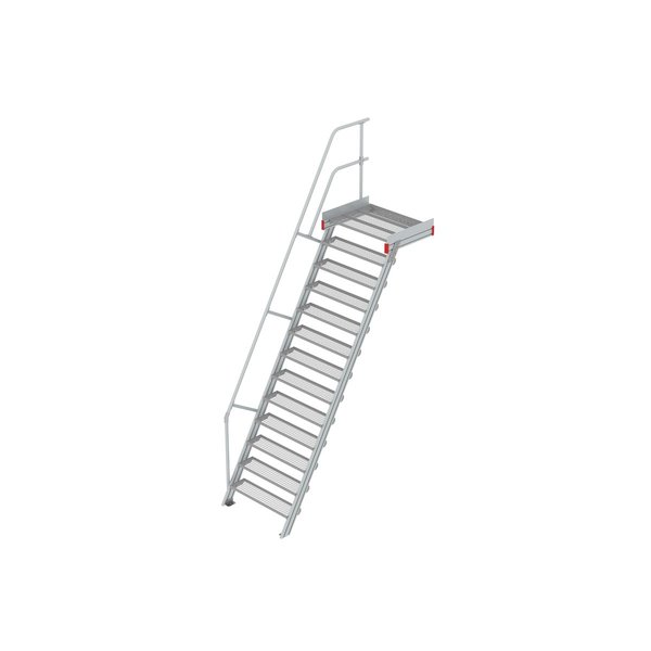 Euroline Podesttreppe 60 Grad, 1000 mm Stufenbreite 1 Treppen-/Podestgeländer, Stufenausführung Stahl - Gitterrost  13 Stufen