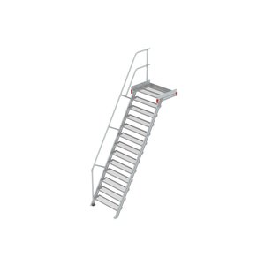 Euroline Podesttreppe 60 Grad, 1000 mm Stufenbreite 1 Treppen-/Podestgeländer, Stufenausführung Stahl - Gitterrost 