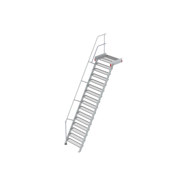 Euroline Podesttreppe 60 Grad, 1000 mm Stufenbreite 1 Treppen-/Podestgeländer, Stufenausführung Stahl - Gitterrost  16 Stufen