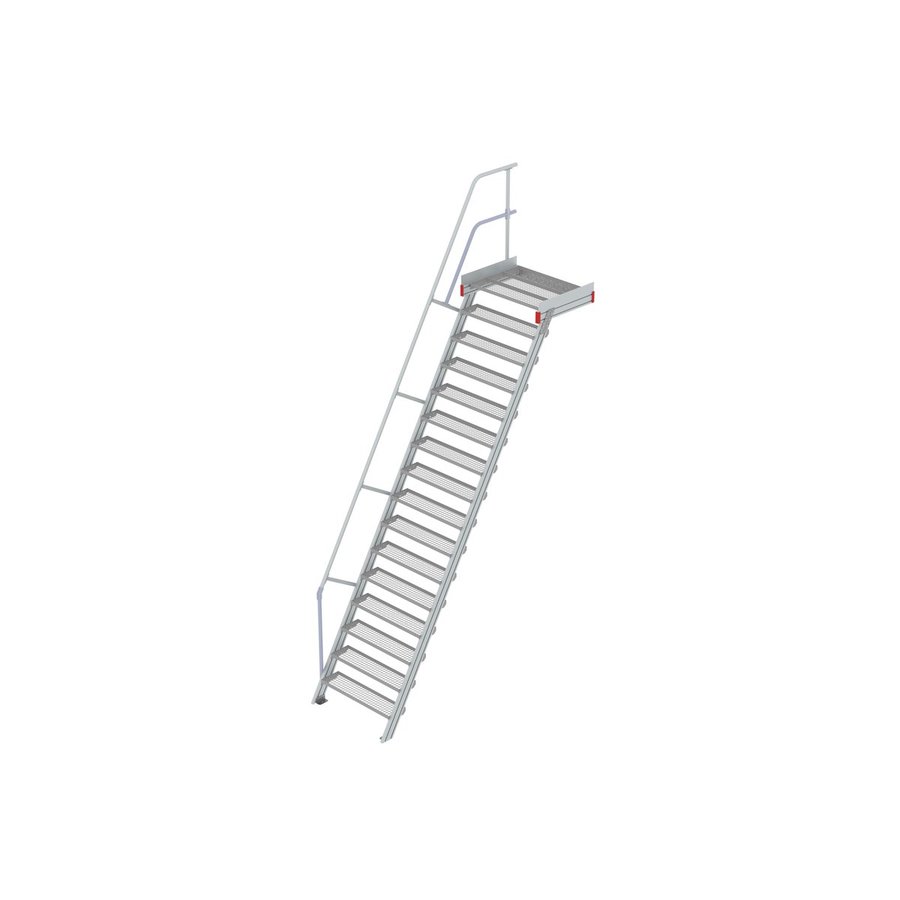 Euroline Podesttreppe 60 Grad, 1000 mm Stufenbreite 1 Treppen-/Podestgeländer, Stufenausführung Stahl - Gitterrost  16 Stufen