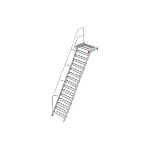 Euroline Podesttreppe 60 Grad, 1000 mm Stufenbreite 1 Treppen-/Podestgeländer, Stufenausführung Stahl - Gitterrost 