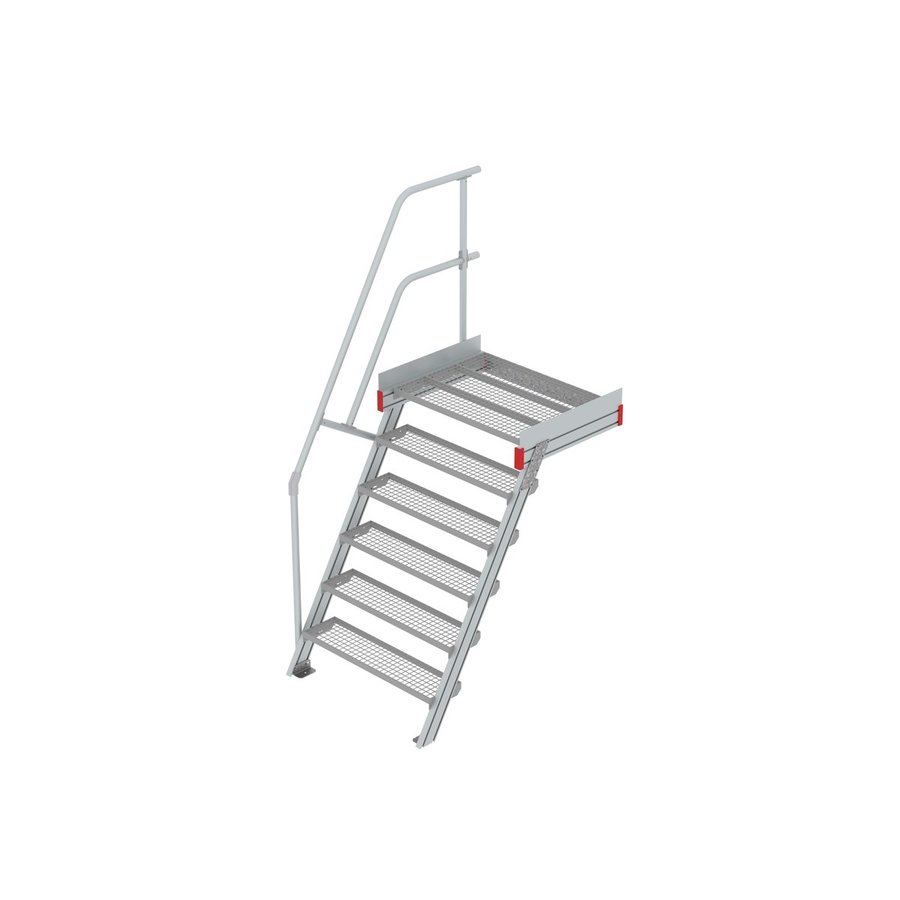 Euroline Podesttreppe 60 Grad, 1000 mm Stufenbreite 1 Treppen-/Podestgeländer, Stufenausführung Stahl - Gitterrost  6 Stufen
