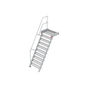 Euroline Podesttreppe 60 Grad, 1000 mm Stufenbreite 1 Treppen-/Podestgeländer, Stufenausführung Stahl - Gitterrost 
