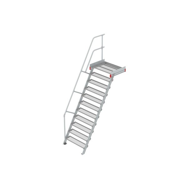 Euroline Podesttreppe 60 Grad, 1000 mm Stufenbreite 1 Treppen-/Podestgeländer, Stufenausführung Stahl - Gitterrost  11 Stufen